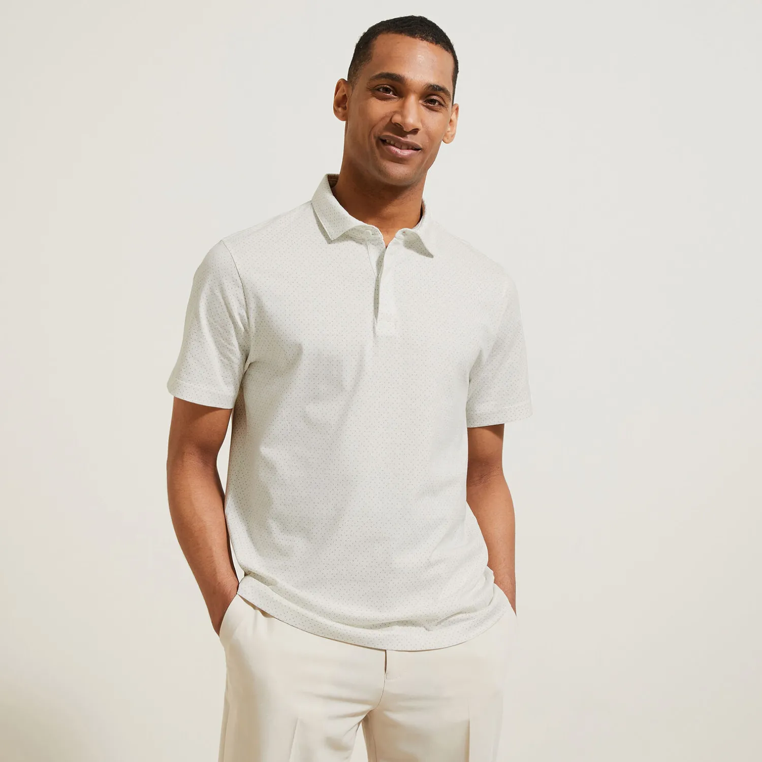 Jules Polo manches courtes imprimé col italien jersey- Polo