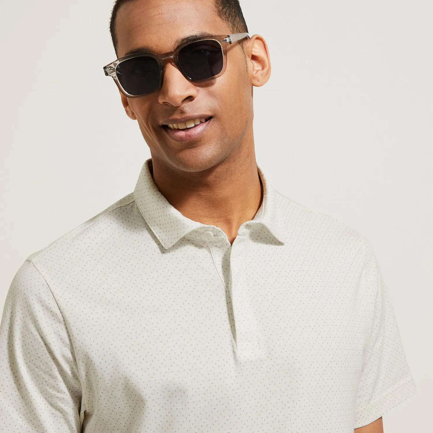 Jules Polo manches courtes imprimé col italien jersey- Polo