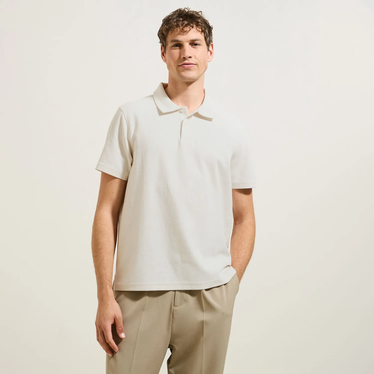 Jules Polo manches courtes relax uni texturé- Smart Casual|Polo