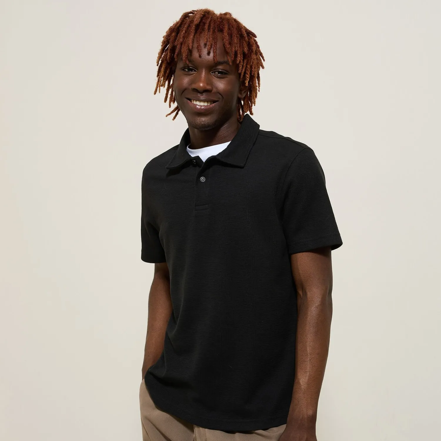 Jules Polo manches courtes relax uni texturé- Smart Casual|Polo