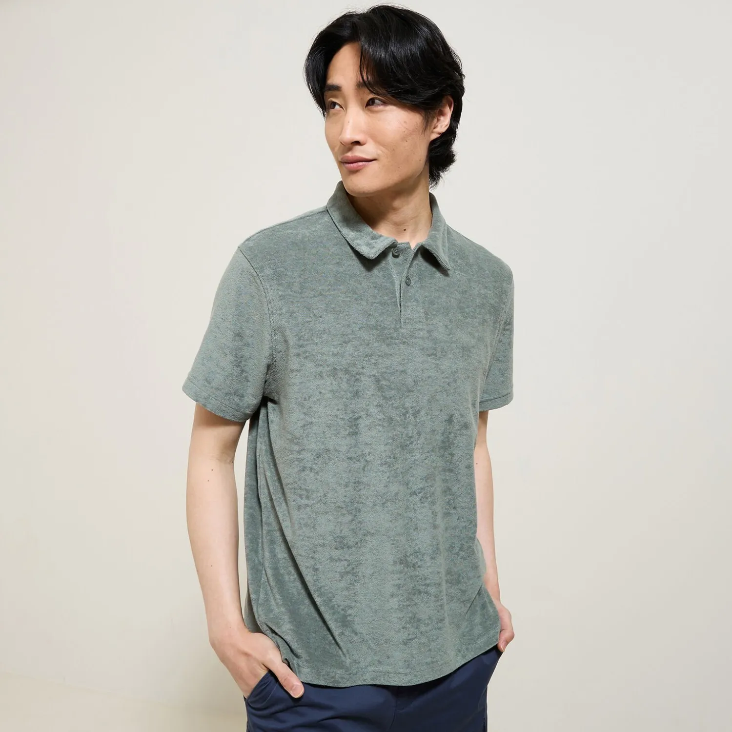 Jules Polo manches courtes relax uni matière éponge- Smart Casual|Polo