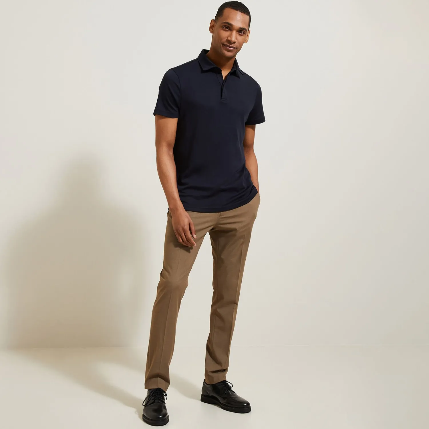 Jules Polo manches courtes slim uni col italien- Smart Casual|Polo