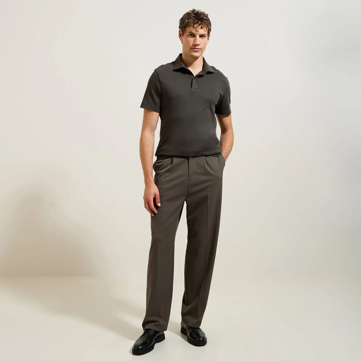 Jules Polo manches courtes slim uni col italien- Smart Casual|Polo