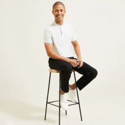 Jules Polo manches courtes slim uni col mao piqué- Polo