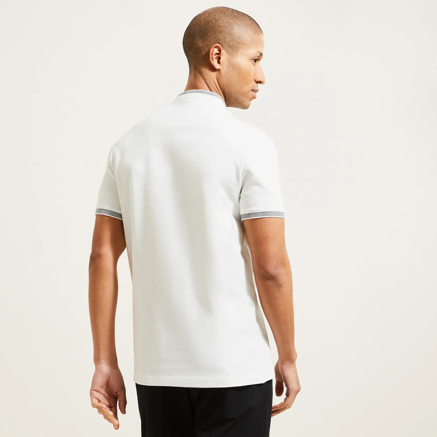 Jules Polo manches courtes slim uni col mao piqué- Polo