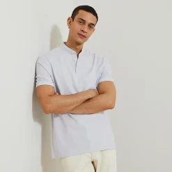 Jules Polo manches courtes slim uni col mao piqué- Polo