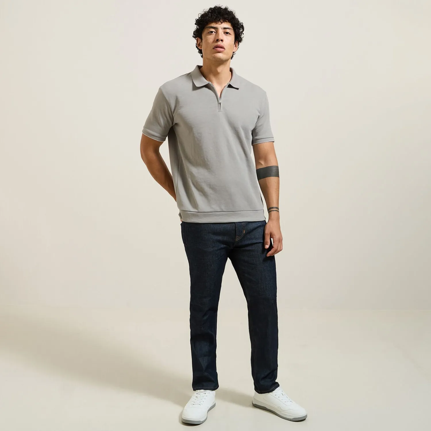 Jules Polo manches courtes texturé col zippé- Smart Casual|Polo
