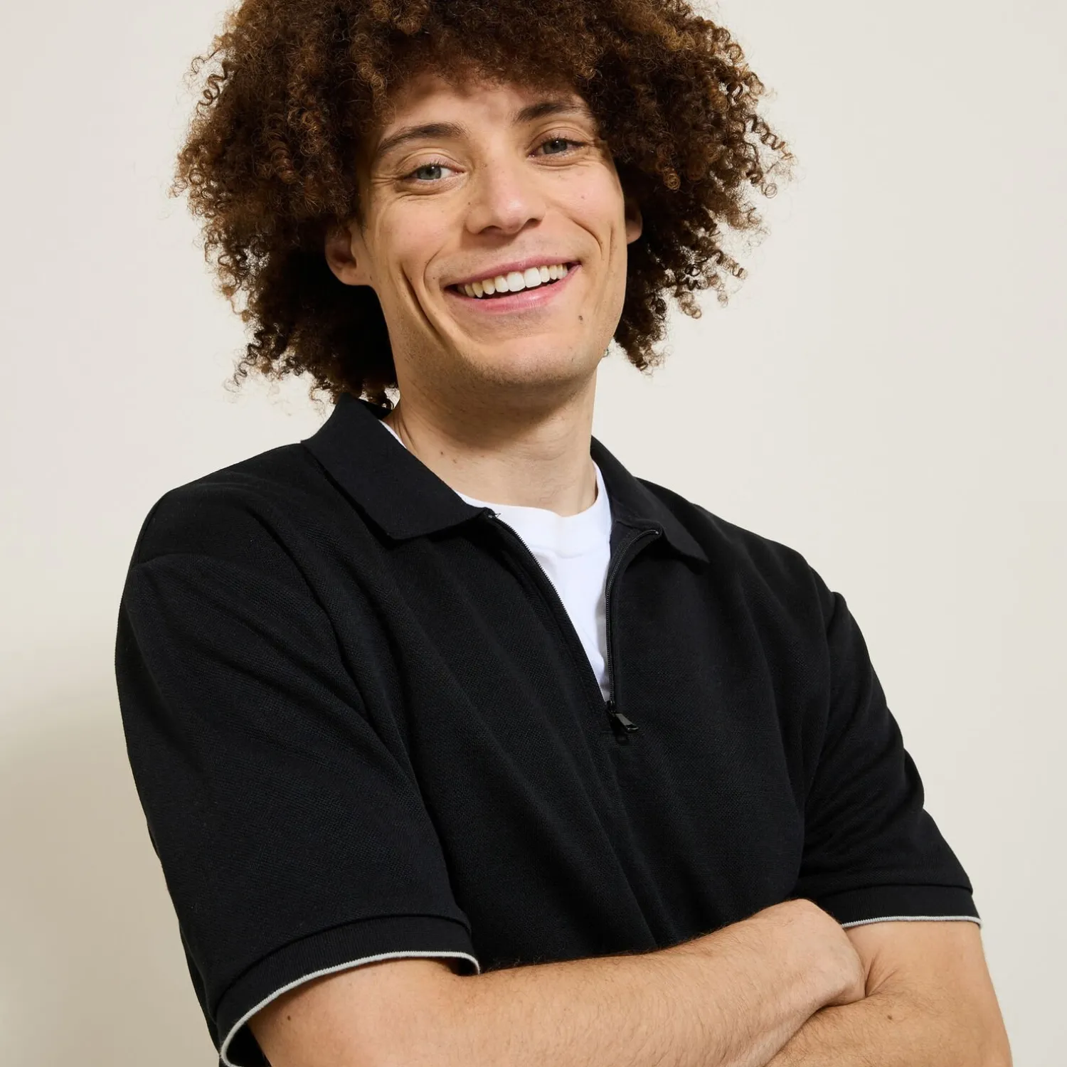 Jules Polo manches courtes texturé col zippé- Smart Casual|Polo