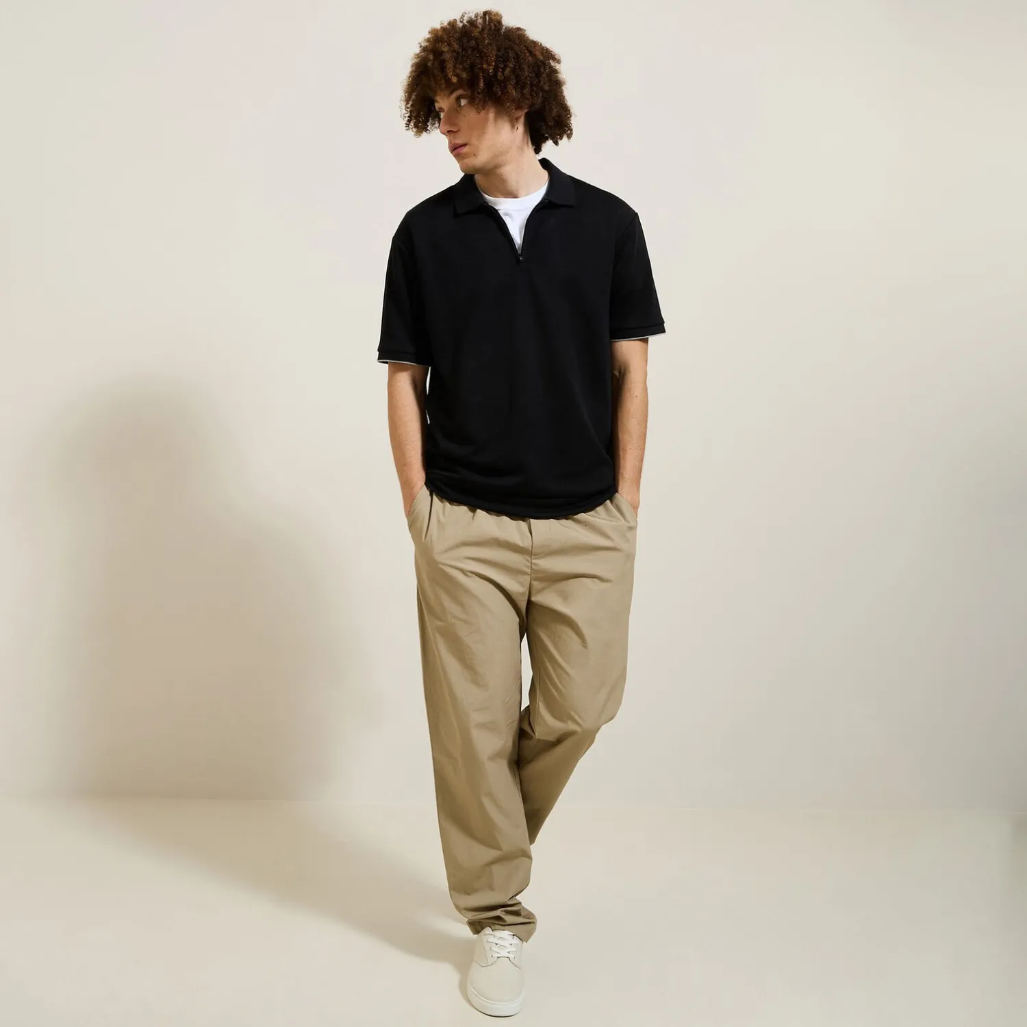 Jules Polo manches courtes texturé col zippé- Smart Casual|Polo