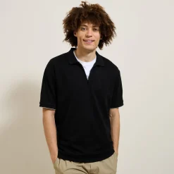 Jules Polo manches courtes texturé col zippé- Smart Casual|Polo