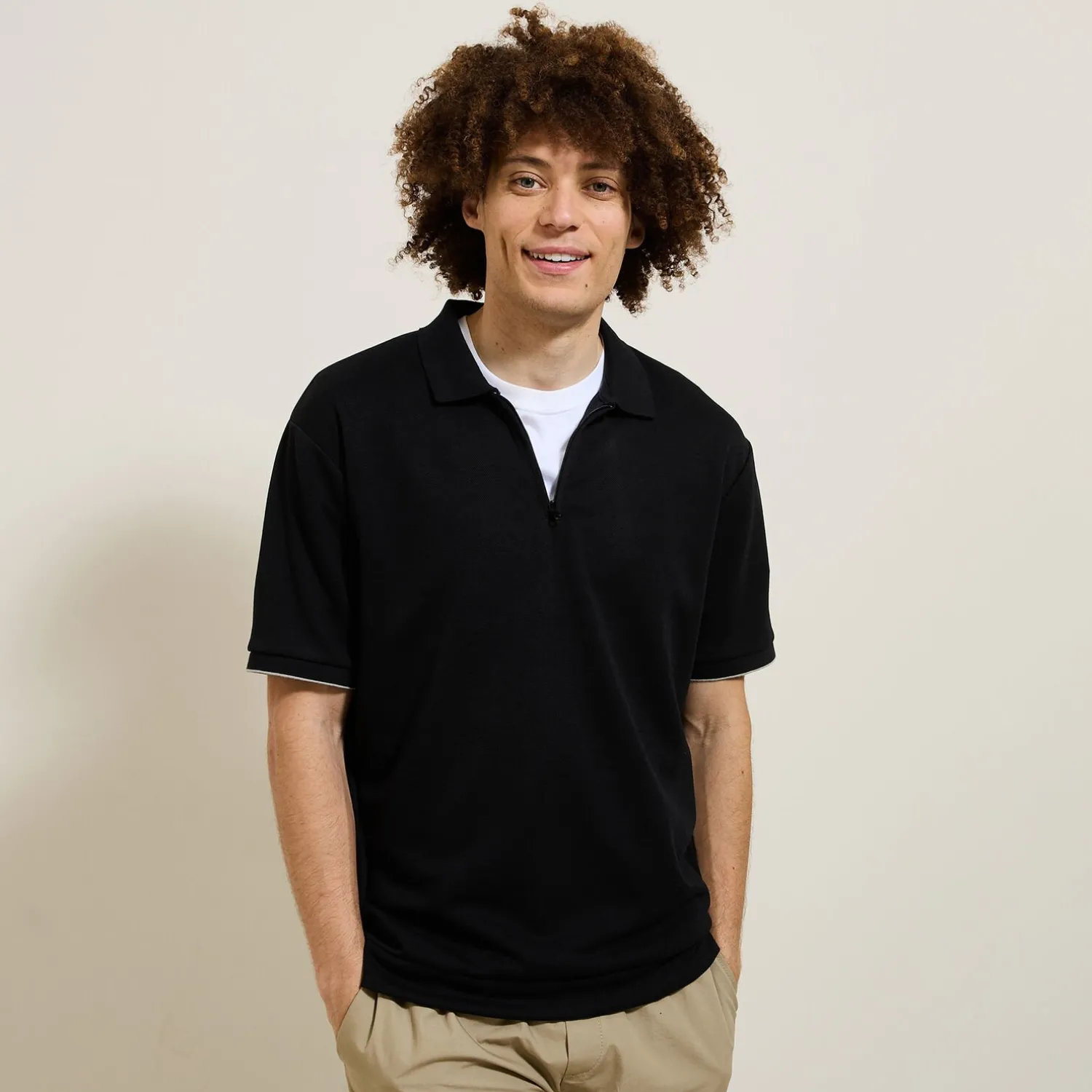 Jules Polo manches courtes texturé col zippé- Smart Casual|Polo
