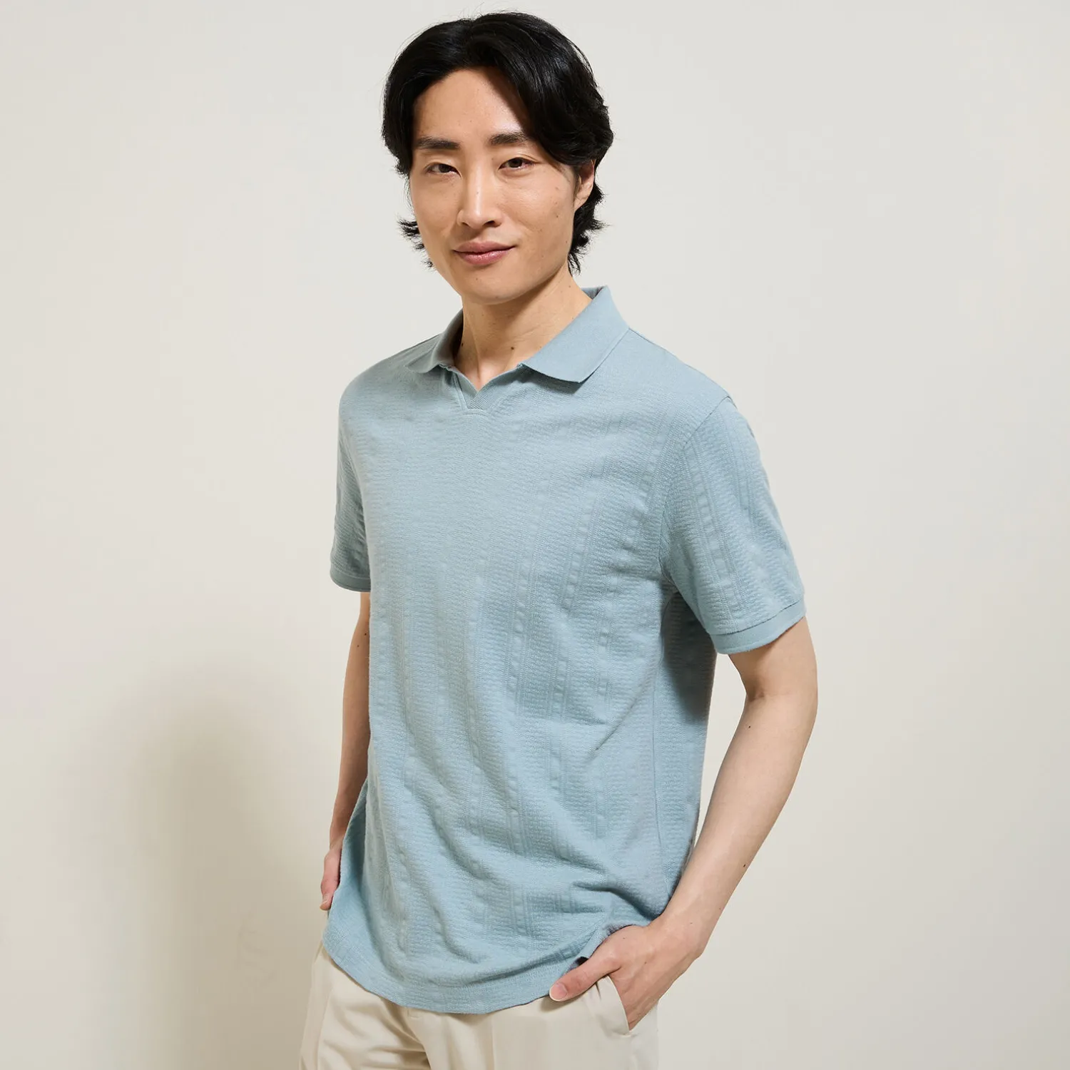 Jules Polo manches courtes texturé col resort- Polo