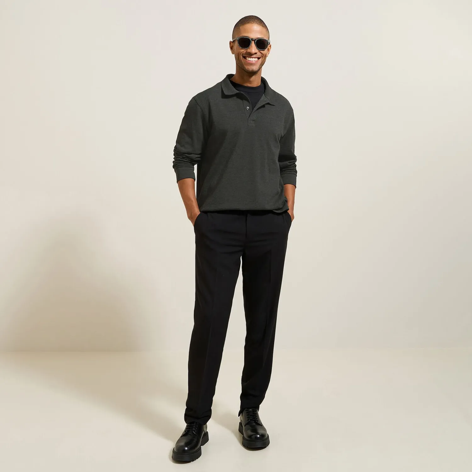 Jules Polo manches longues en piqué coupe relax- Smart Casual|Polo