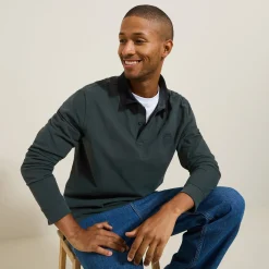 Jules Polo manches longues piqué col velours- Polo