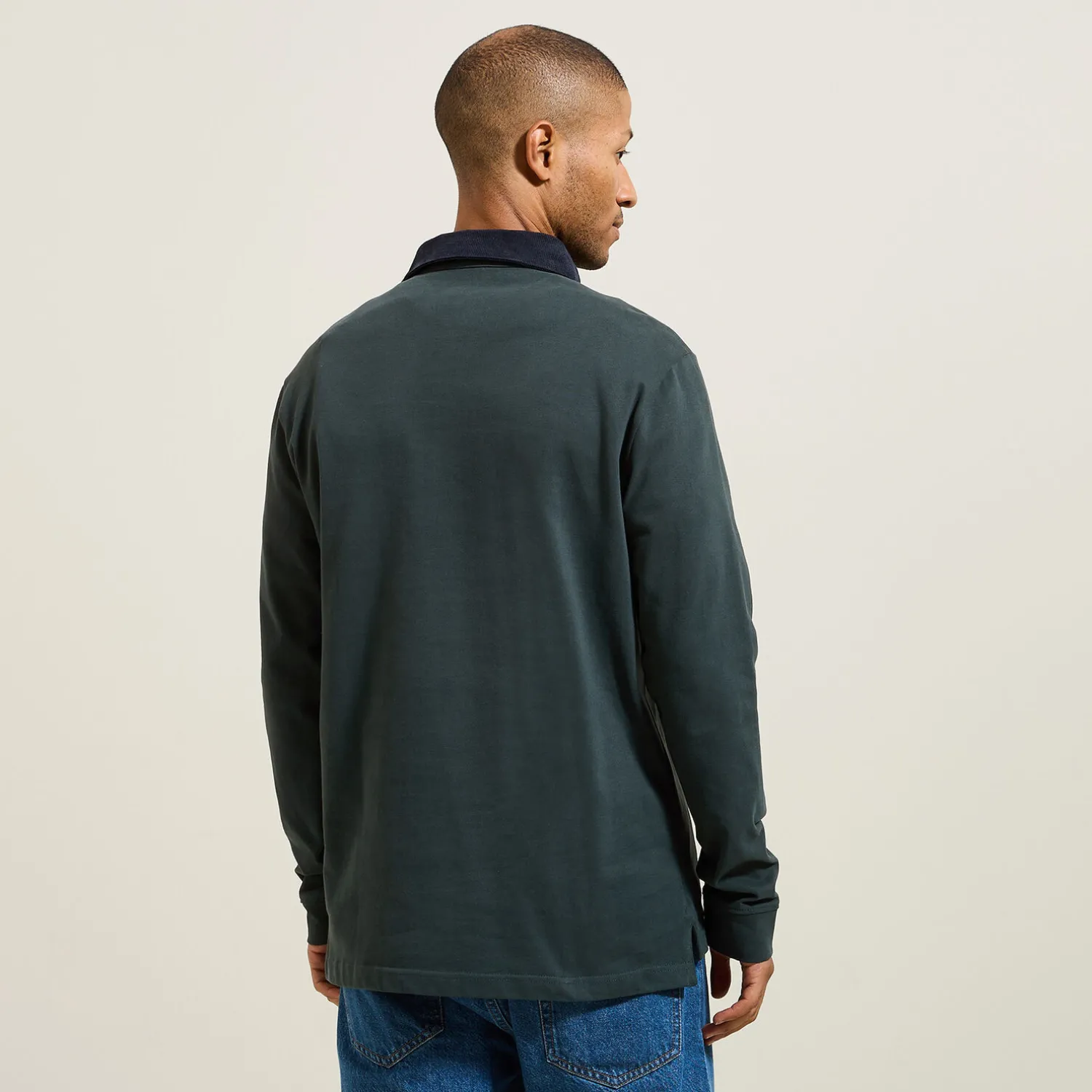 Jules Polo manches longues piqué col velours- Polo