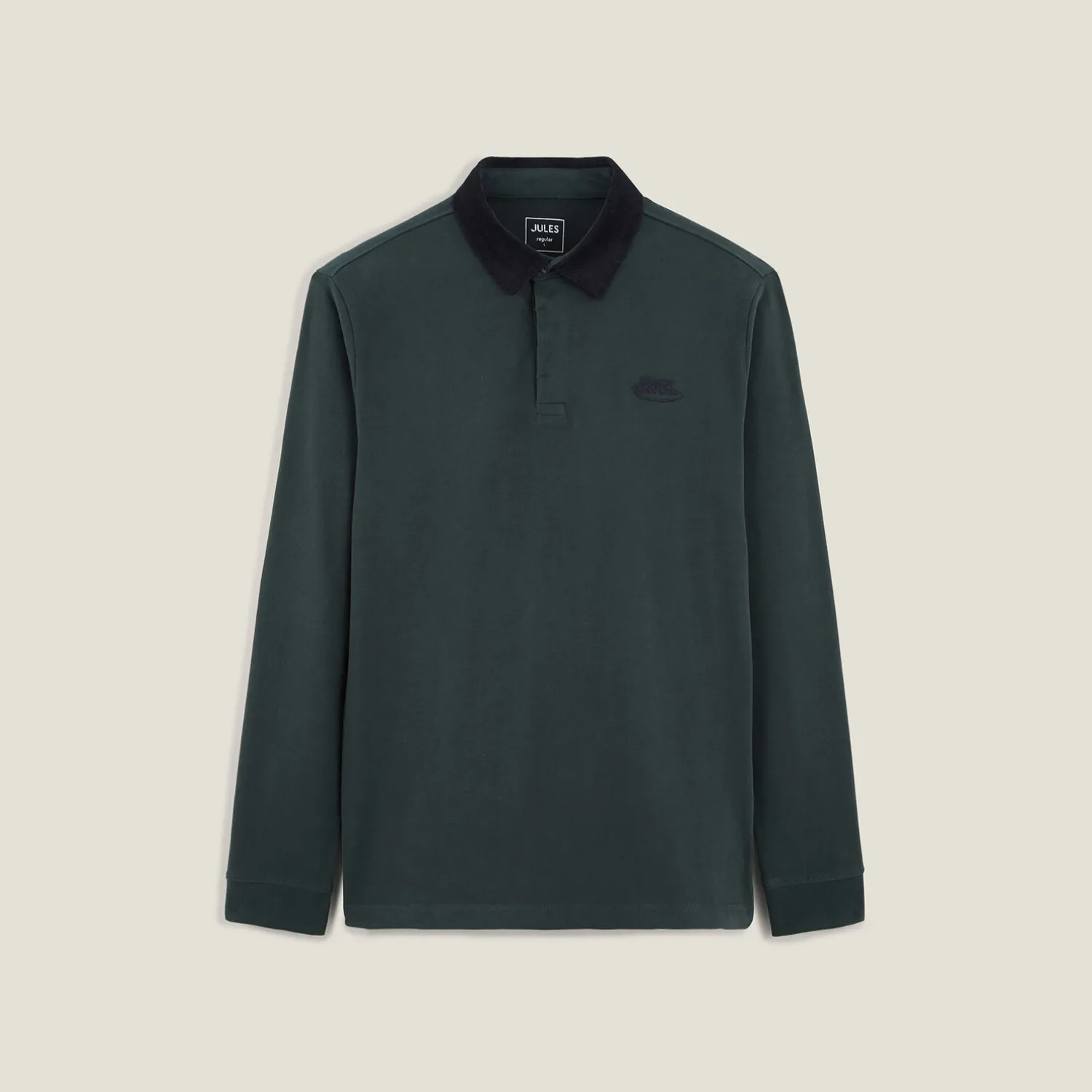Jules Polo manches longues piqué col velours- Polo