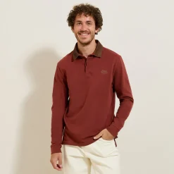 Jules Polo manches longues piqué col velours- Polo