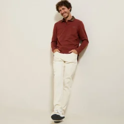 Jules Polo manches longues piqué col velours- Polo