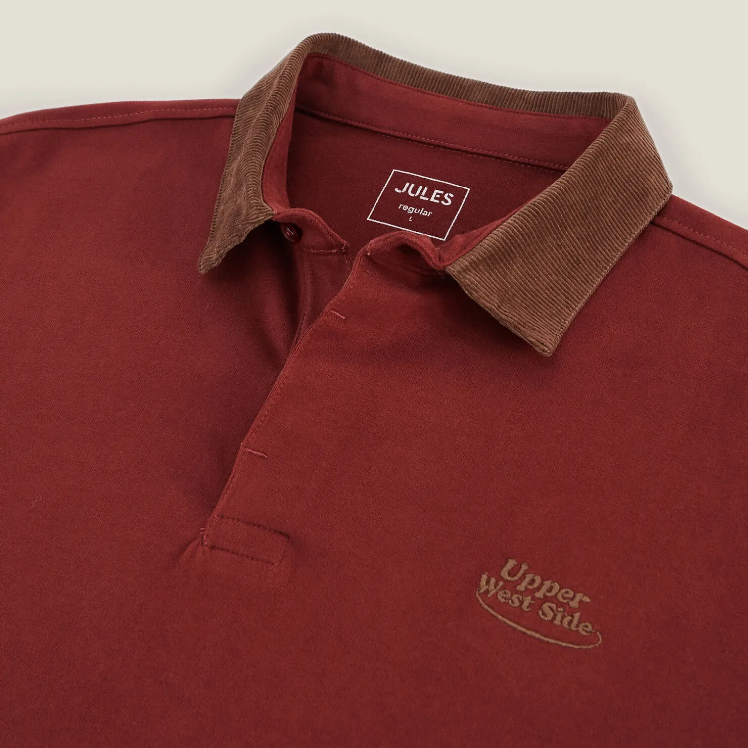 Jules Polo manches longues piqué col velours- Polo