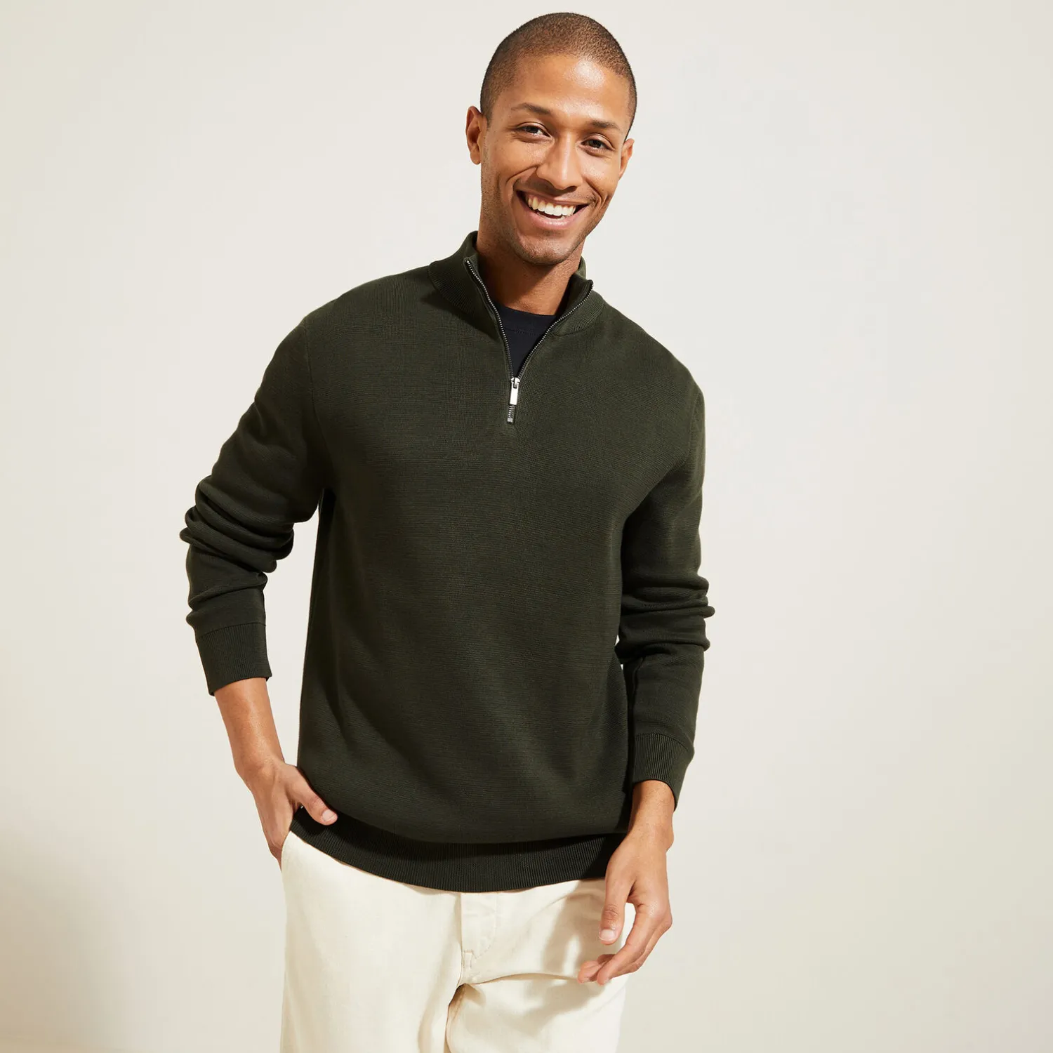 Jules Pull col montant demi zippé- Pull