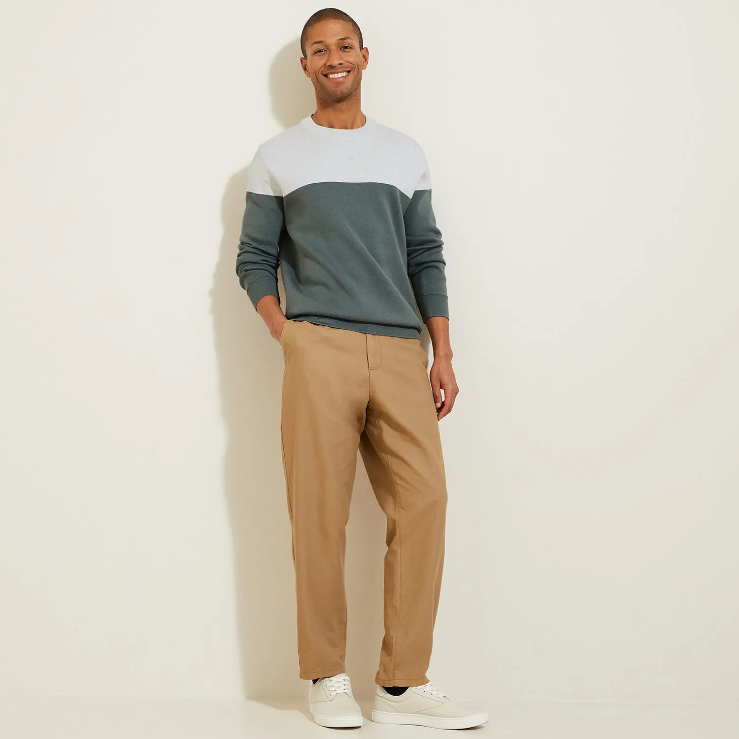 Jules Pull col rond colorblock- Pull