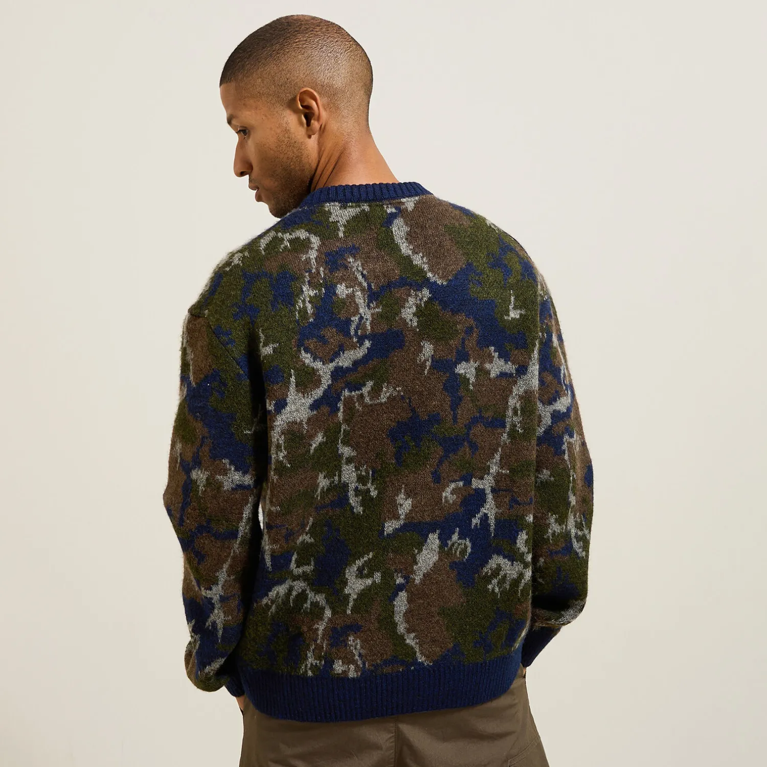 Jules Pull col rond jacquard camouflage- Pull
