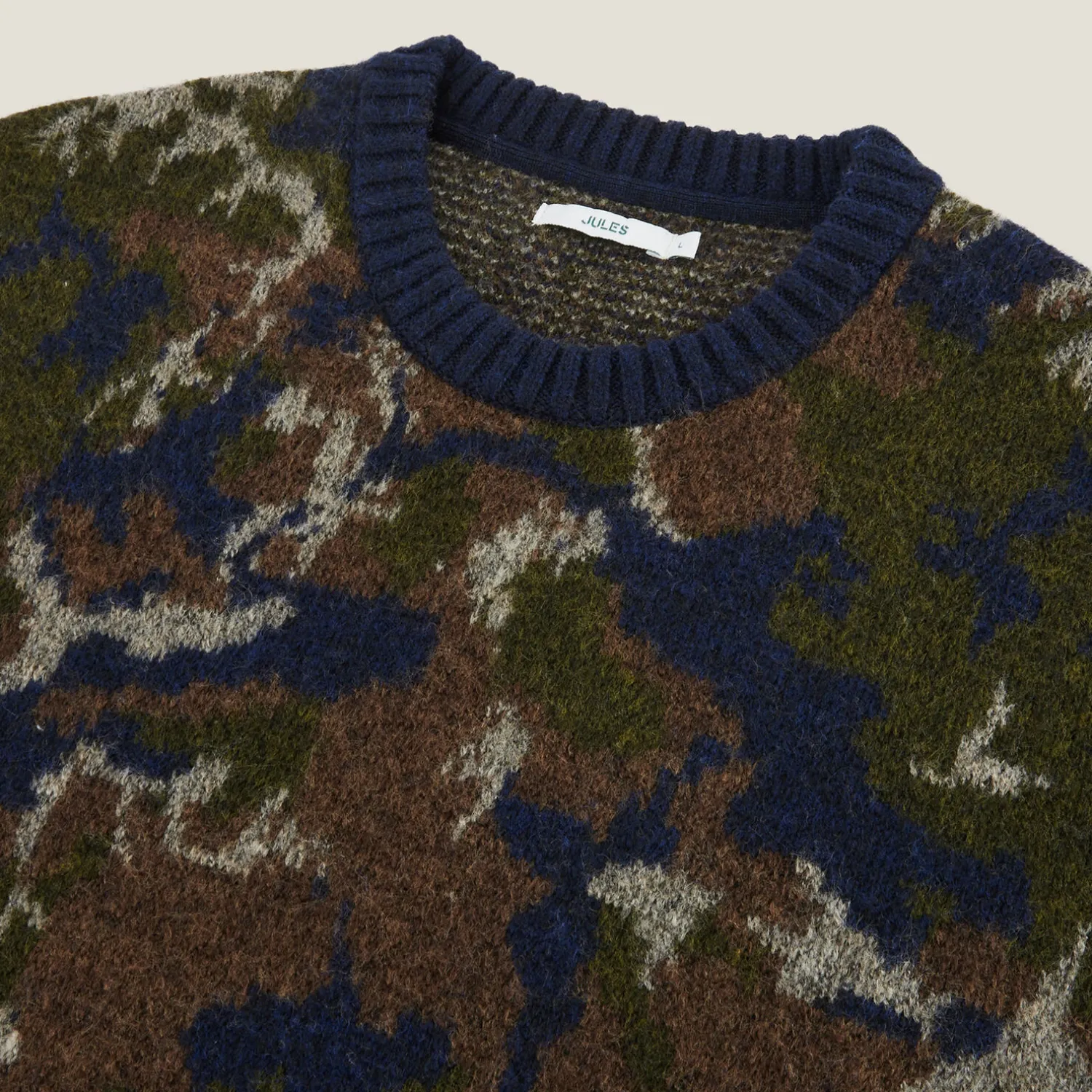 Jules Pull col rond jacquard camouflage- Pull