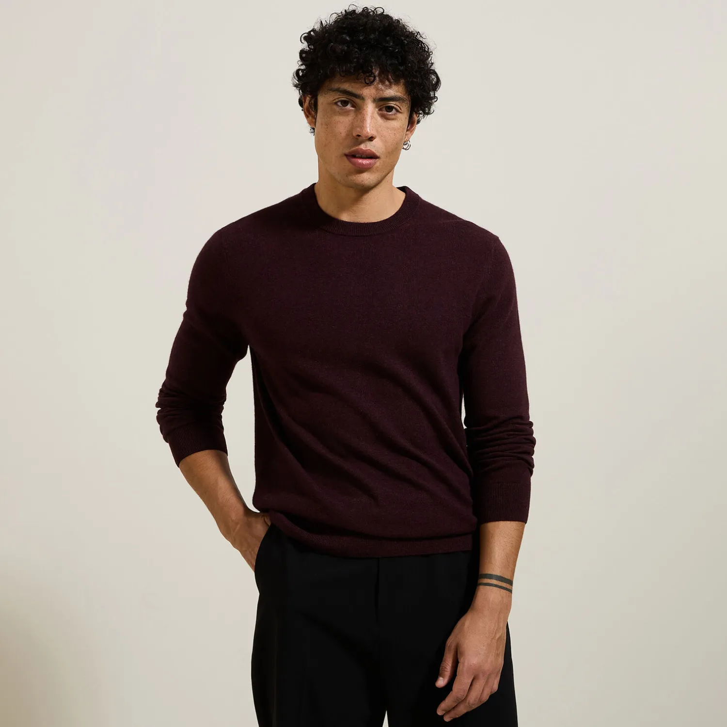 Jules Pull col rond mélange mérinos cachemire- Pull