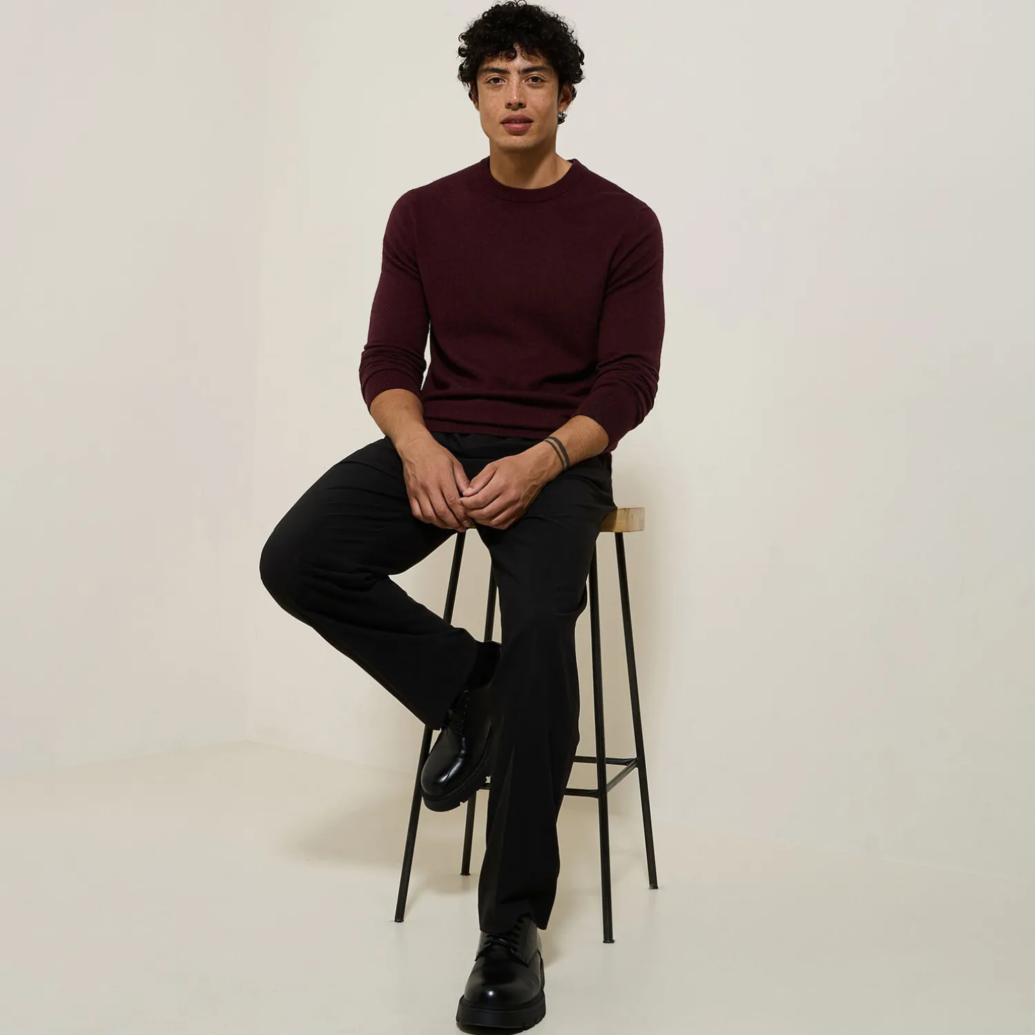 Jules Pull col rond mélange mérinos cachemire- Pull