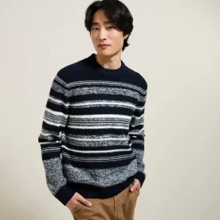 Jules Pull col rond rayé jacquard- Pull
