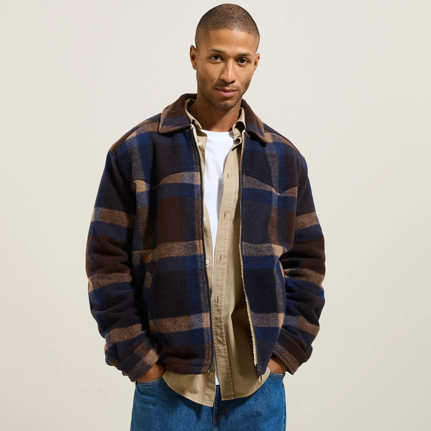 Jules Surchemise à carreaux doublée en sherpa- Manteau & Blouson|Surchemise