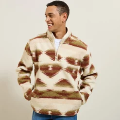 Jules Sweat col zippé en sherpa imprimé- Sweat