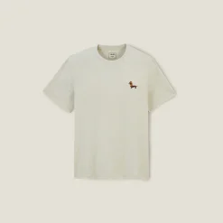 Jules Tee shirt col rond chiné brodé poitrine en coton- T-shirt