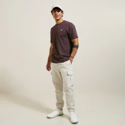 Jules Tee shirt col rond chiné brodé poitrine en coton- T-shirt