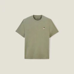 Jules Tee shirt col rond chiné brodé poitrine en coton- T-shirt