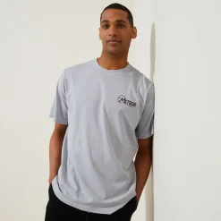 Jules Tee shirt col rond imprimé poitrine en coton- T-shirt