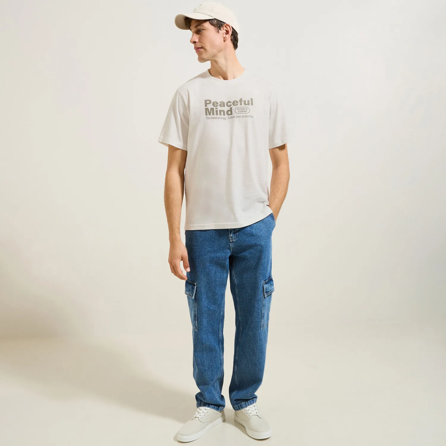 Jules Tee shirt col rond imprimé en coton- T-shirt