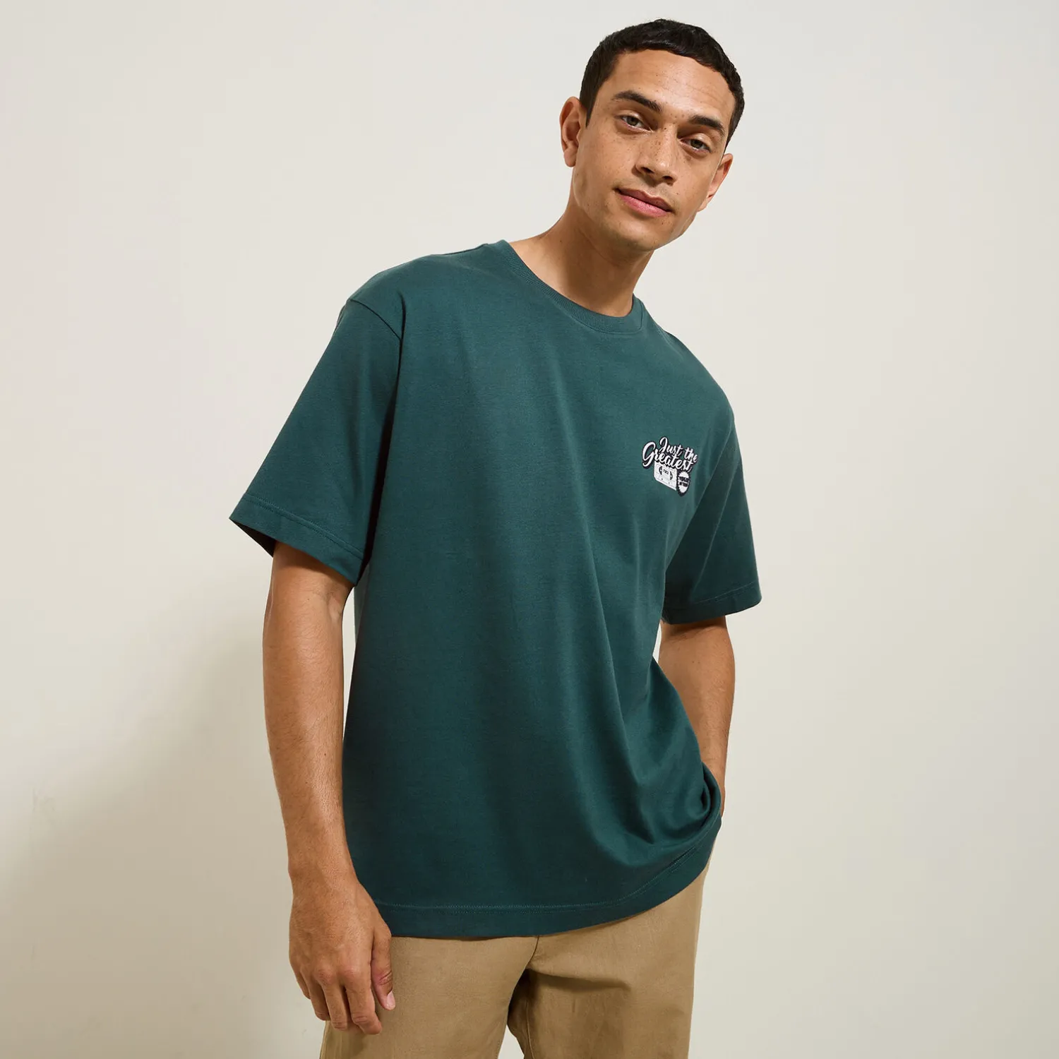 Jules Tee shirt col rond imprimé en coton- T-shirt