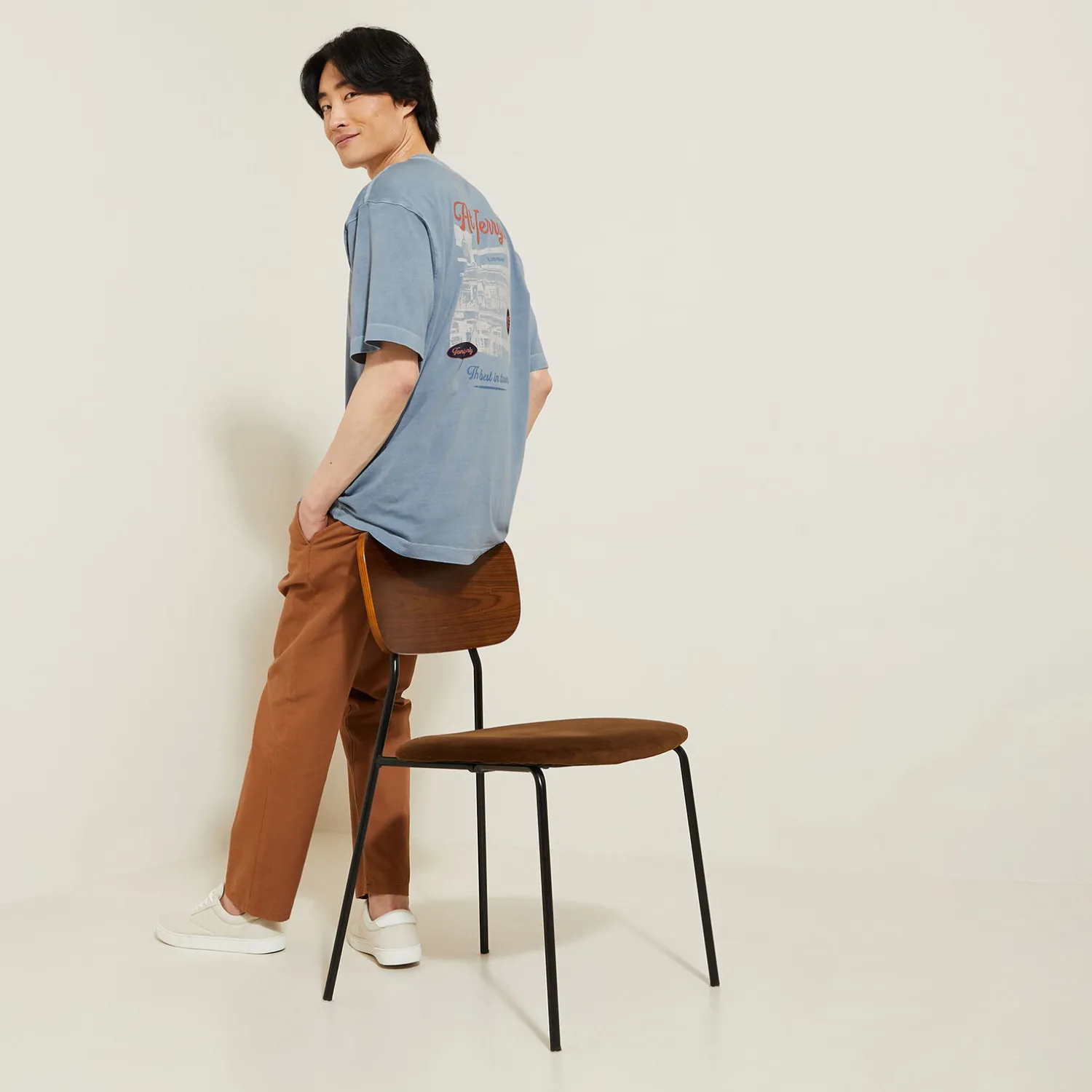 Jules Tee shirt col rond imprimé en coton- T-shirt