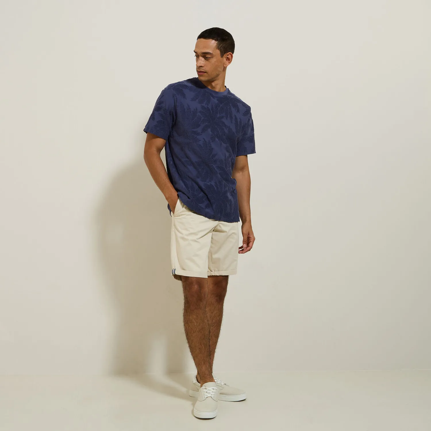 Jules Tee shirt col rond imprimé matière éponge- T-shirt