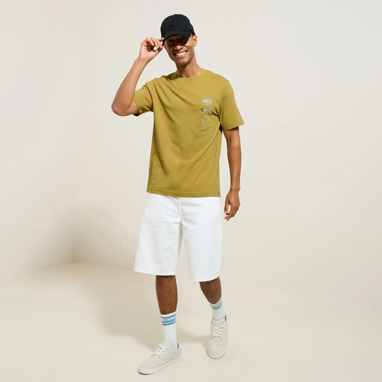 Jules Tee shirt col rond imprimé en coton- T-shirt