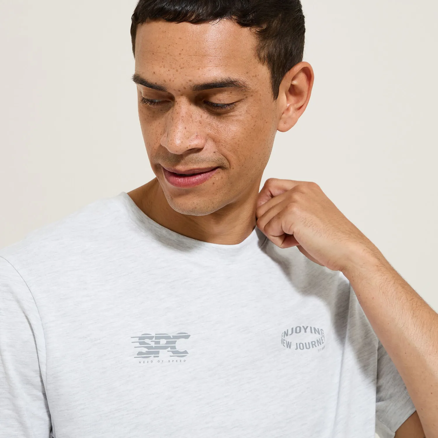 Jules Tee shirt col rond imprimé en coton- T-shirt