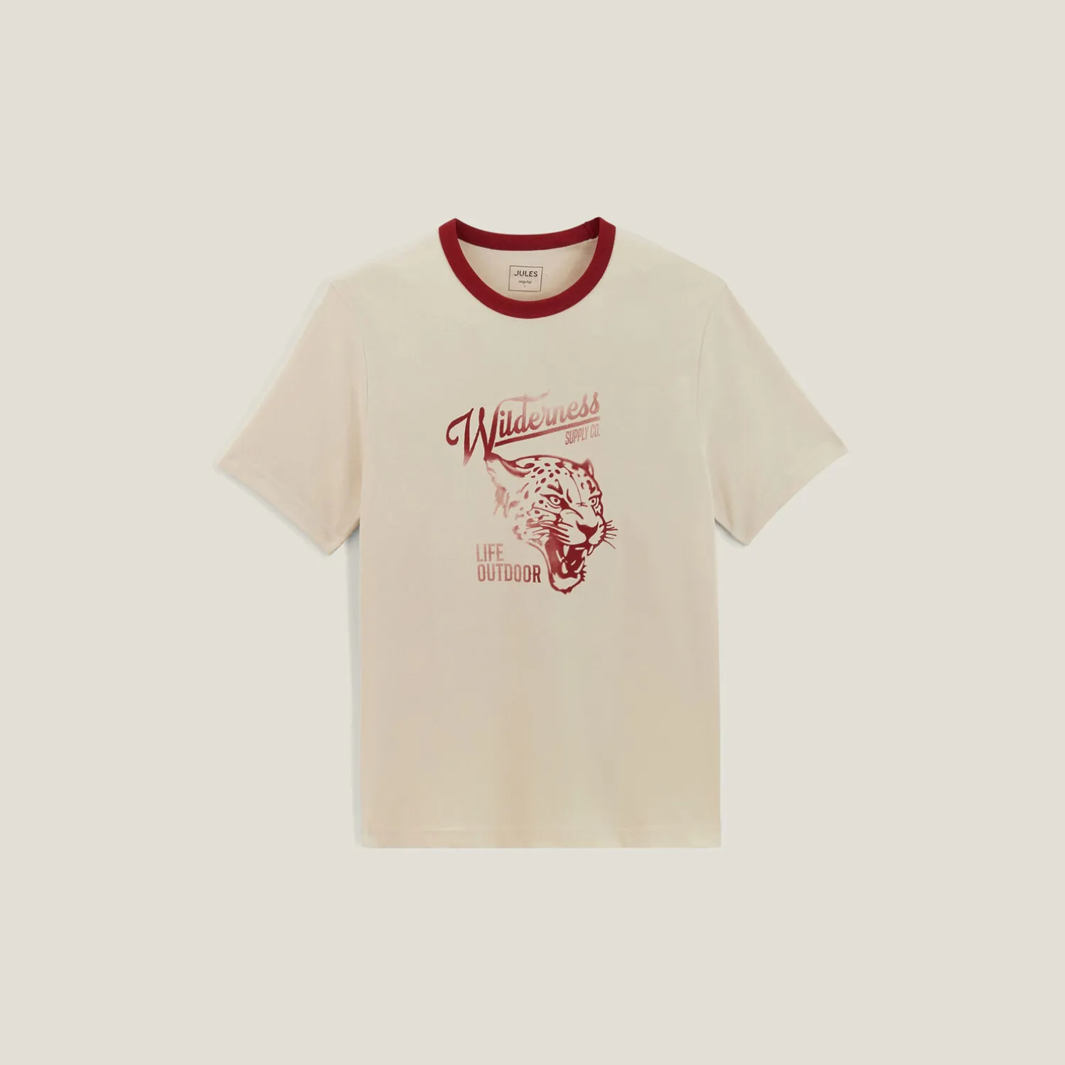 Jules Tee shirt col rond imprimé colletage contrasté- T-shirt