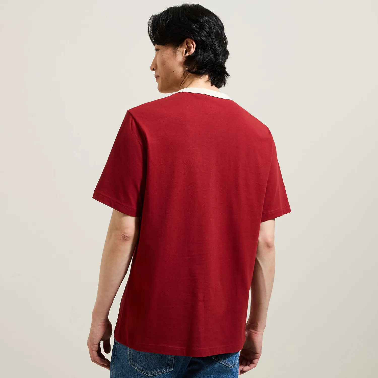 Jules Tee shirt col rond imprimé colletage contrasté- T-shirt