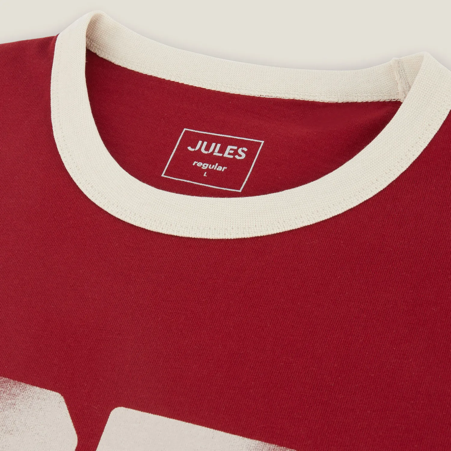 Jules Tee shirt col rond imprimé colletage contrasté- T-shirt