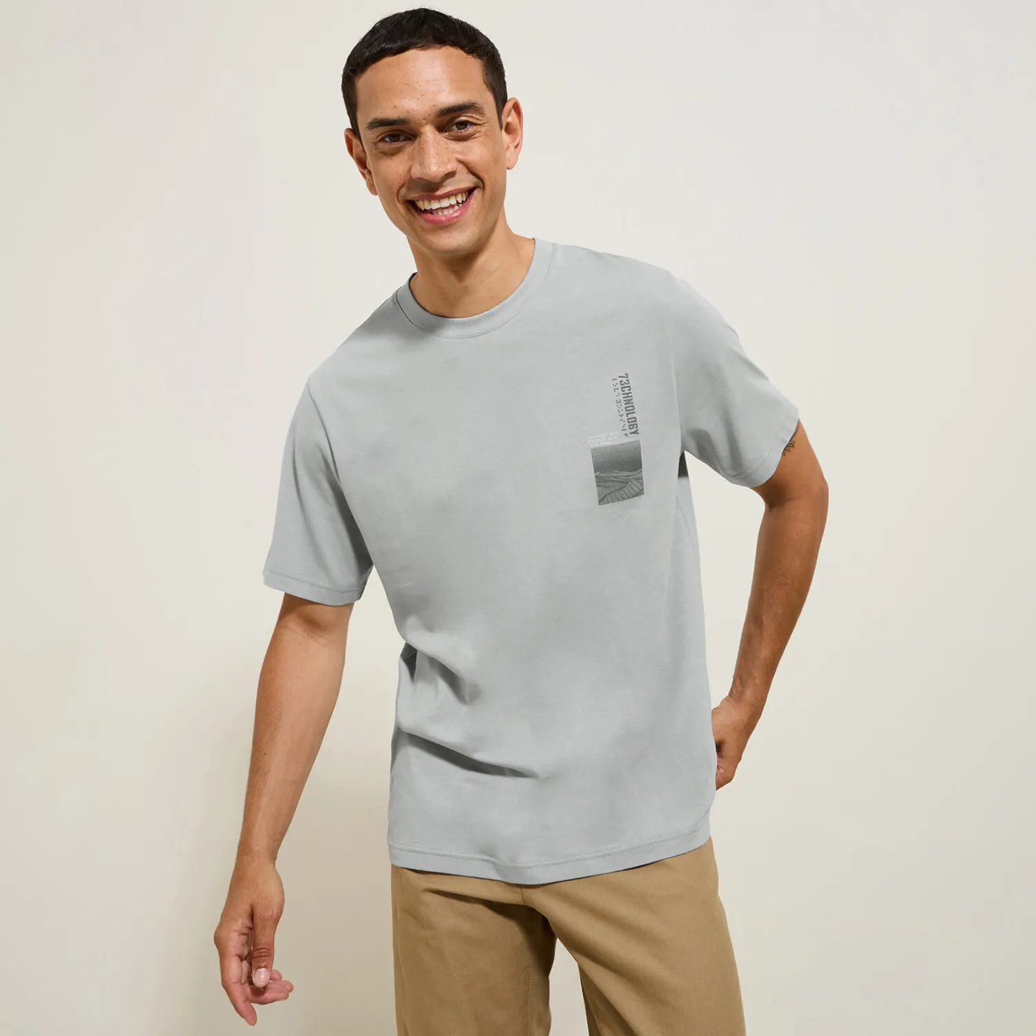 Jules Tee shirt col rond imprimé en coton- T-shirt