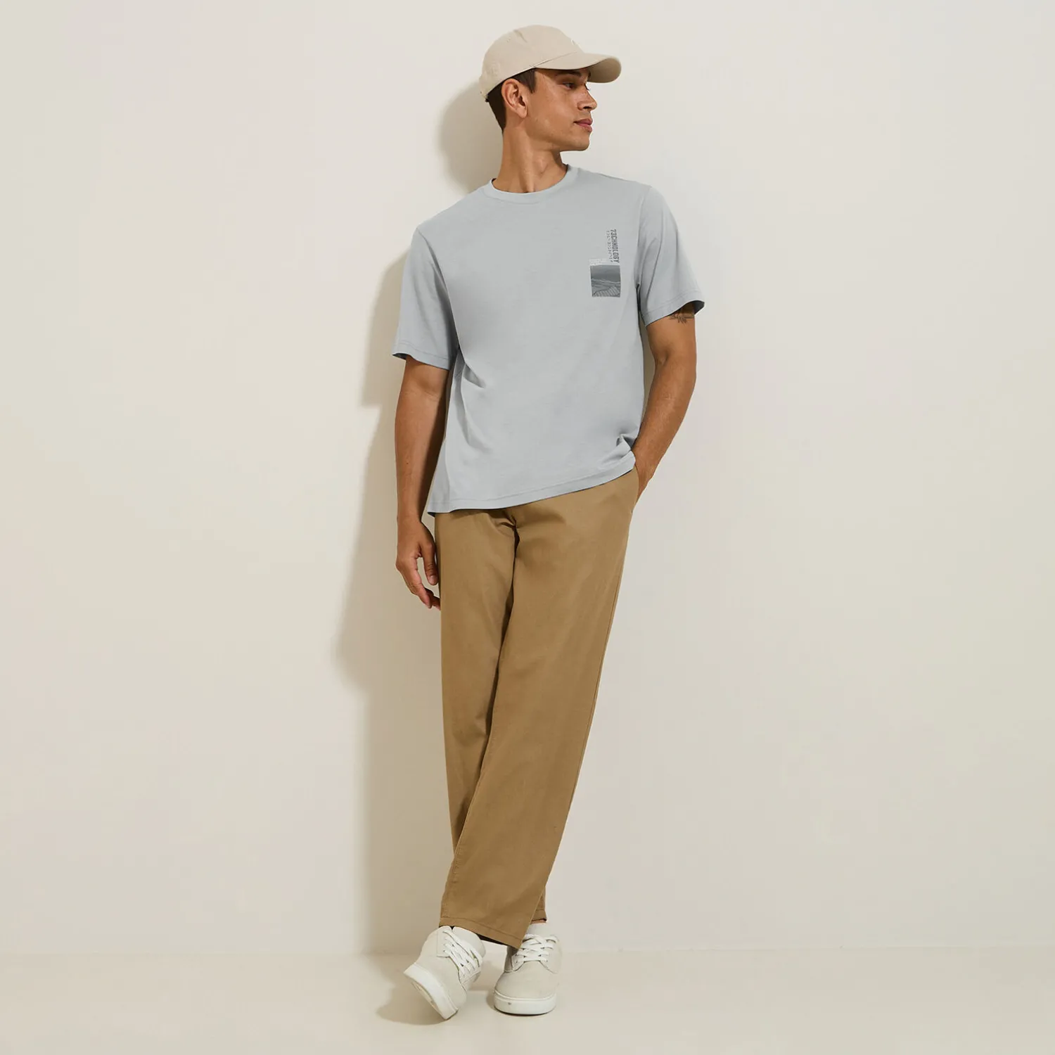 Jules Tee shirt col rond imprimé en coton- T-shirt