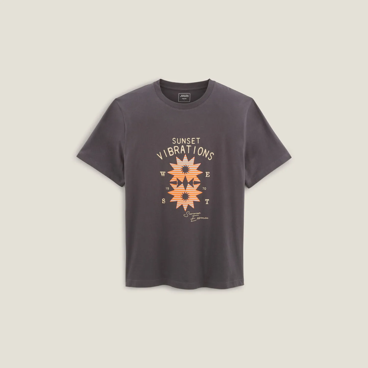 Jules Tee shirt col rond imprimé placé devant- T-shirt