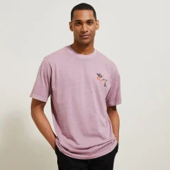 Jules Tee shirt col rond imprimé poitrine en coton- T-shirt