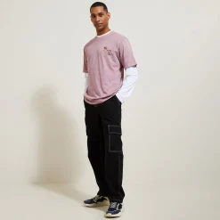 Jules Tee shirt col rond imprimé poitrine en coton- T-shirt